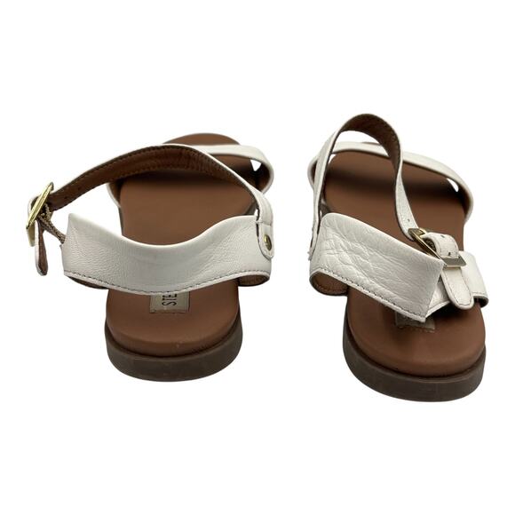 Steve Madden Dina Ankle Strap Leather Flat Sandals White Size 6.5M - Picture 6 of 9